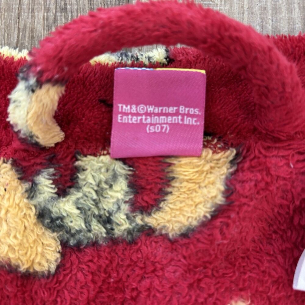 Vintage Tweety Bird Robe Red Soft Fluffy Size L Looney Tunes Novelty Cozy Y2K - Picture 3 of 10